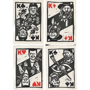 Willie Nelson Prints Official Merch 5.5" x 8" - Set of 4 Poker Playing Cards Art